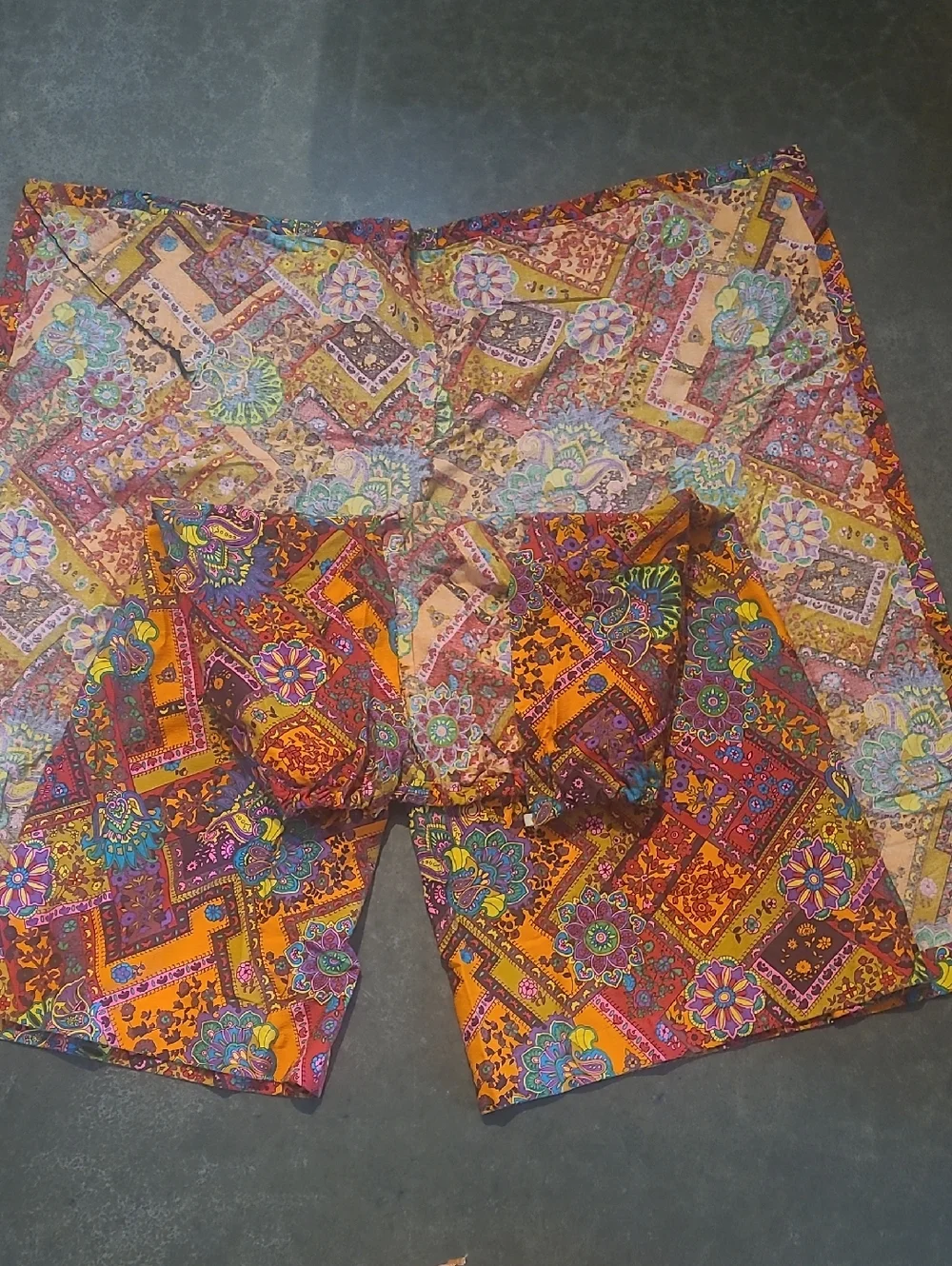 RARE VINTAGE 70s PSYCHEDELIC FLORAL PALAZZO PANT SKIRT WRAP PANTS - Picture 10 of 12